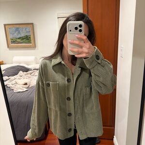 Zara Sage Green Corduroy Utility Jacket